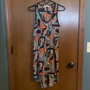 Multicolored sleeveless high-low dress